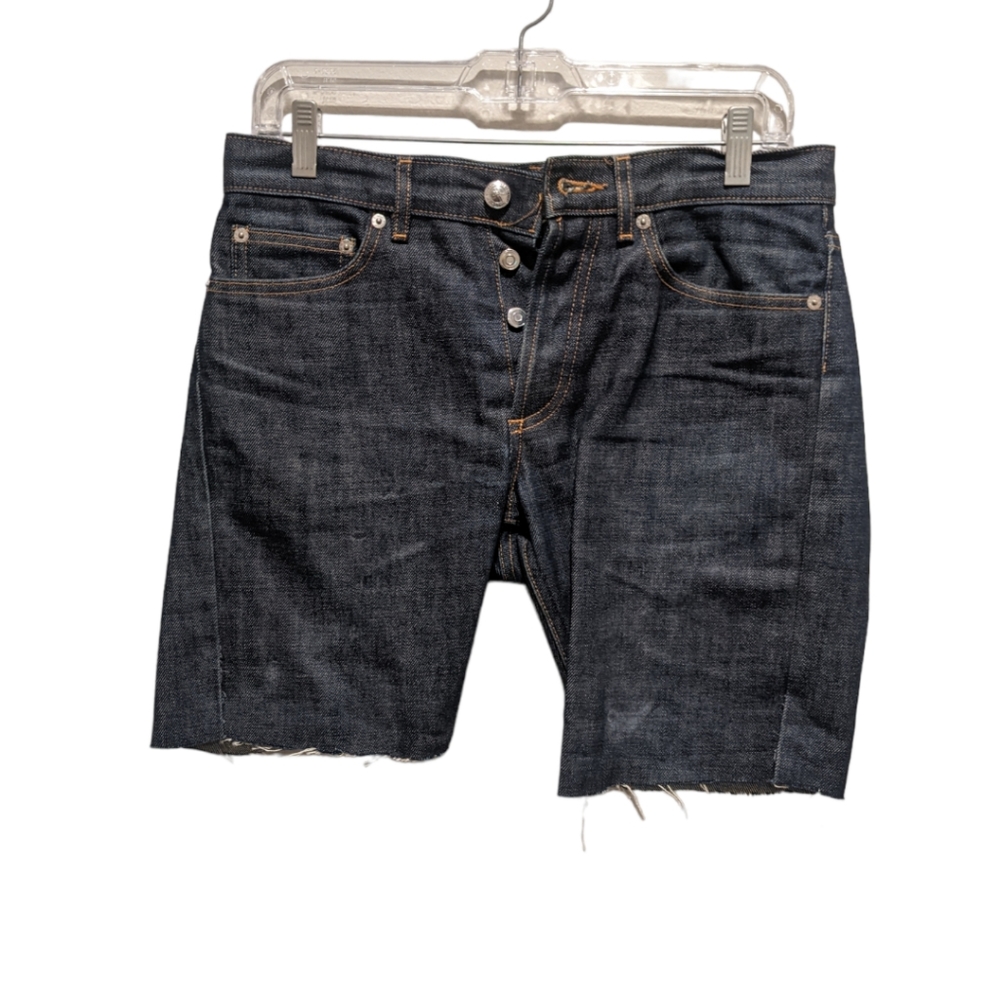 A.P.C. Women's Dark Denim Wash Button fly Cut off Shorts